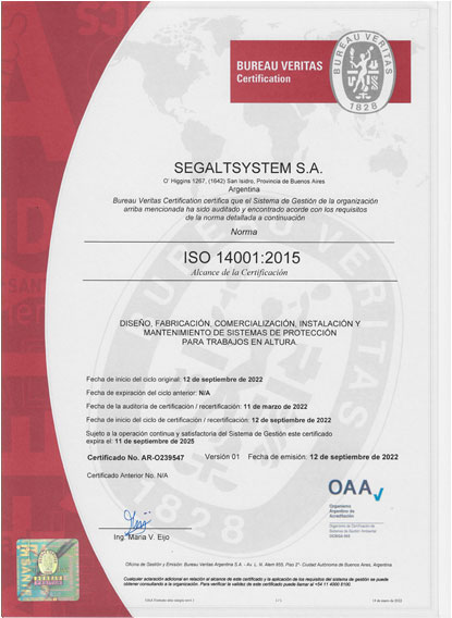 certificados ISO 14001 2015