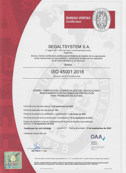 certificados ISO 45001 2018